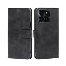 Custodia per telefono in pelle Flip con fibbia in vitello per Honor X6a 4G (nera)