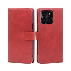 Custodia per cellulare in pelle con fibbia in vitello per Honor X6a 4G (rossa)