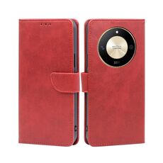 Custodia per cellulare in pelle con fibbia in vitello per Honor X50 5G (rossa)