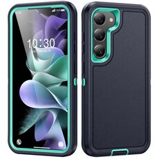 Per Samsung Galaxy S24 5G Life Custodia rigida impermeabile per telefono (blu scuro + azzurro)