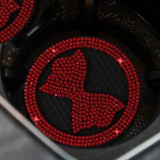 Sottobicchiere antiscivolo multifunzionale per auto con fiocco di diamanti in cristallo (rosso)