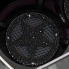 Sottobicchiere decorativo antiscivolo per auto con stella a cinque punte tempestata di diamanti (nero)
