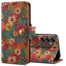 Per Samsung Galaxy S24 5G Denior Flower Language Series Custodia per cellulare in pelle con bordo in tessuto di sughero (primavera)
