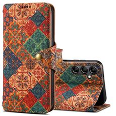 Per Samsung Galaxy S24 5G Denior Flower Language Series Custodia per cellulare in pelle con bordo in tessuto di sughero (inverno)