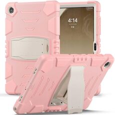 Custodia ibrida per tablet in silicone per PC Samsung Galaxy Tab A9+ / X210 con supporto (fiori di ciliegio rosa)