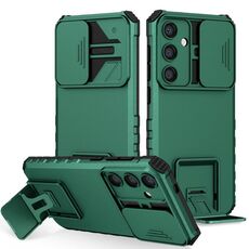 Custodia per telefono scorrevole Camshield con supporto stereoscopico per Samsung Galaxy S24 5G (verde)