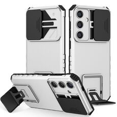 Custodia per telefono scorrevole Camshield con supporto stereoscopico per Samsung Galaxy S24+ 5G (bianco)