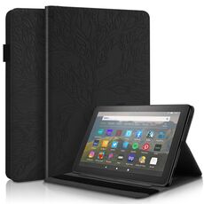 Custodia per tablet in pelle con vibrazione orizzontale serie Life Tree per Amazon Kindle Fire HD 10 2023 (nero)