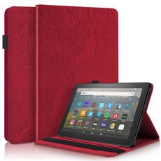 Custodia per tablet in pelle con vibrazione orizzontale serie Life Tree per Amazon Kindle Fire HD 10 2023 (rosso)