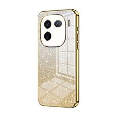 Custodia per telefono elettrolitico in polvere glitter sfumata per vivo iQOO 12 Pro (oro)
