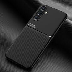 Per Samsung Galaxy S24 5G Classic Tilt Strip Grain Magnetico Antiurto PC + Custodia per telefono in TPU (Nero)