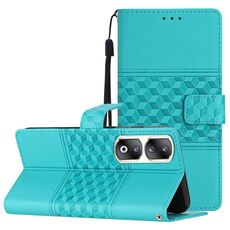 Custodia per telefono in pelle con effetto pelle goffrata per Honor 90 Pro (blu)