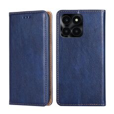 Per Honor X6a 4G Custodia per telefono in pelle magnetica tinta unita olio lucido (blu)