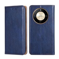Custodia per telefono in pelle magnetica tinta unita per Honor X50 5G olio lucido (blu)