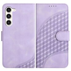 Per Samsung Galaxy S23+ 5G YX0060 Custodia in pelle per telefono con testa di elefante in rilievo con cordino (viola chiaro)