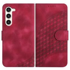 Per Samsung Galaxy S23+ 5G YX0060 Custodia in pelle per telefono con testa di elefante in rilievo con cordino (rosa rosso)