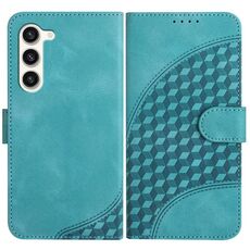 Per Samsung Galaxy S23+ 5G YX0060 Custodia in pelle per telefono con testa di elefante in rilievo con cordino (azzurro)