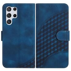 Per Samsung Galaxy S22 Ultra 5G YX0060 Custodia in pelle per telefono con testa di elefante in rilievo con cordino (blu reale)