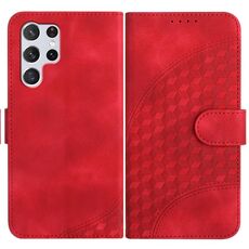 Per Samsung Galaxy S22 Ultra 5G YX0060 Custodia in pelle per telefono con testa di elefante in rilievo con cordino (rosso)