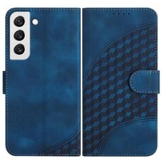 Per Samsung Galaxy S22 5G YX0060 Custodia in pelle per telefono con testa di elefante in rilievo con cordino (blu reale)