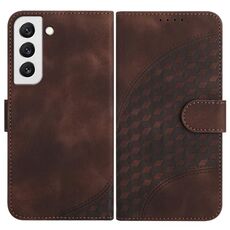 Per Samsung Galaxy S22 5G YX0060 Custodia in pelle per telefono con testa di elefante in rilievo con cordino (caffè)