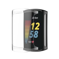 Per Fitbit Charge 6/5 Custodia protettiva in TPU + pellicola integrata per orologio (trasparente)