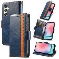 Per Samsung Galaxy S23 FE 5G Custodia Neo Splicing Custodia in pelle con doppia fibbia magnetica (blu)