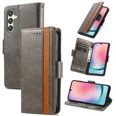 Per Samsung Galaxy S23 FE 5G Custodia Neo Splicing Custodia in pelle con doppia fibbia magnetica (grigio)