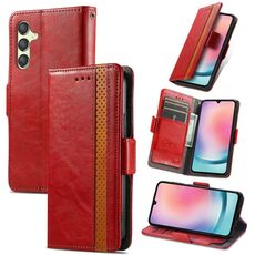 Per Samsung Galaxy S23 FE 5G CaseNeo Splicing Custodia in pelle con doppia fibbia magnetica(Rosso)