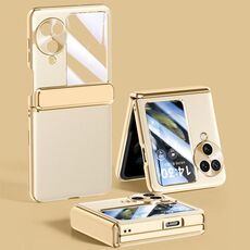 Per OPPO Find N3 Flip Custodia elettrolitica con cerniera integrale Custodia antiurto per telefono (Oro)