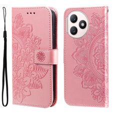 Per Honor X50i+ Custodia per cellulare in pelle con fiori a 7 petali (oro rosa)