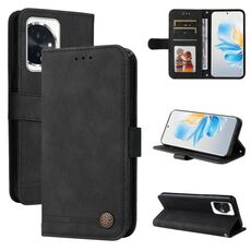 Per Honor 100 Skin Feel Life Tree Custodia in pelle con bottoni in metallo (nera)