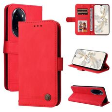 Per Honor 100 Pro Skin Feel Life Tree Custodia in pelle con bottoni in metallo (Rosso)