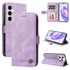 Custodia per telefono in pelle con bottoni in metallo Skin Feel Life Tree per Honor X50i+ (viola)