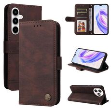 Custodia per telefono in pelle con bottoni in metallo Skin Feel Life Tree per Honor X50i+ (marrone)