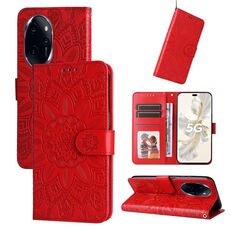 Custodia per telefono in pelle girasole goffrata per Honor 100 Pro (rossa)