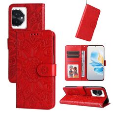 Custodia per telefono in pelle girasole goffrata per Honor 100 (rossa)