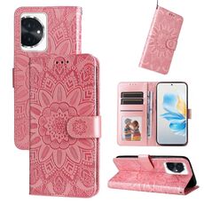 Custodia per telefono in pelle girasole goffrata per Honor 100 (oro rosa)