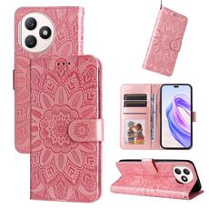 Custodia per telefono in pelle girasole goffrata per Honor X50i+ (oro rosa)
