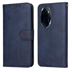 Custodia per telefono in pelle flip con texture classica in vitello per Honor 100 Pro (blu)