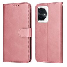 Custodia per telefono in pelle flip con texture classica per Honor 100 (oro rosa)