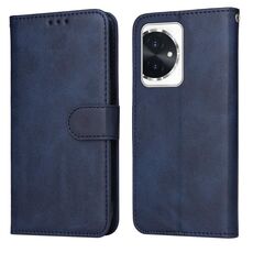 Custodia per telefono in pelle flip con texture classica in vitello per Honor 100 (blu)
