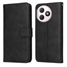 Custodia per telefono in pelle flip con texture classica in vitello per Honor X50i+ (nera)