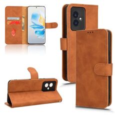 Custodia per telefono in pelle con vibrazione magnetica per Honor 100 5G Skin Feel (marrone)