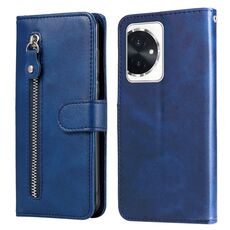 Custodia per telefono in pelle con cerniera per texture di vitello moda per Honor 100 (blu)
