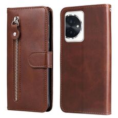 Custodia per cellulare in pelle con cerniera alla moda per Honor 100 (marrone)