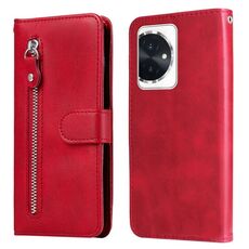Custodia per telefono in pelle con cerniera per texture di vitello moda per Honor 100 (rossa)