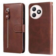 Custodia per cellulare in pelle con cerniera alla moda per Honor X50i+ (marrone)