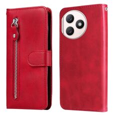 Custodia per cellulare in pelle con cerniera alla moda per Honor X50i+ (rossa)