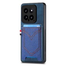 Per Xiaomi 14 Custodia per cellulare in pelle con texture denim con slot per schede (blu)